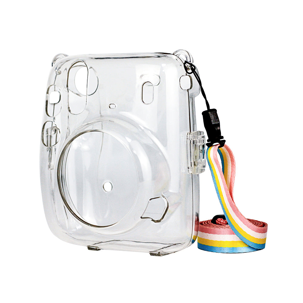 Transparent Hard Camera Case for Fujifilm Instax Mini 11 Instant Camera Cover with Adjustable Strap Crystal Clear