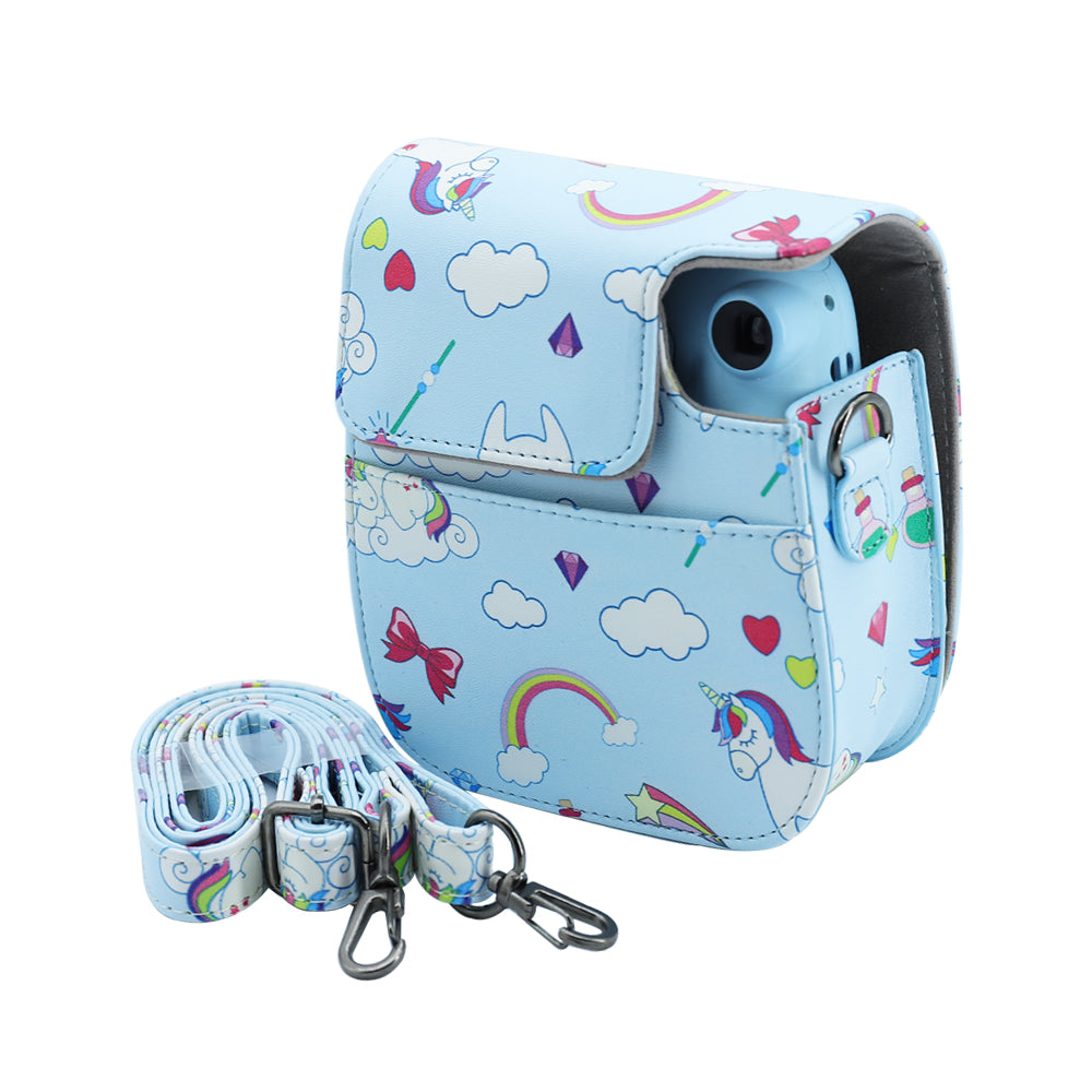 Case for Fujifilm Instax Mini 11 Case PU Leather Instant Camera Cover with Adjustable Strap- Unicorn Design