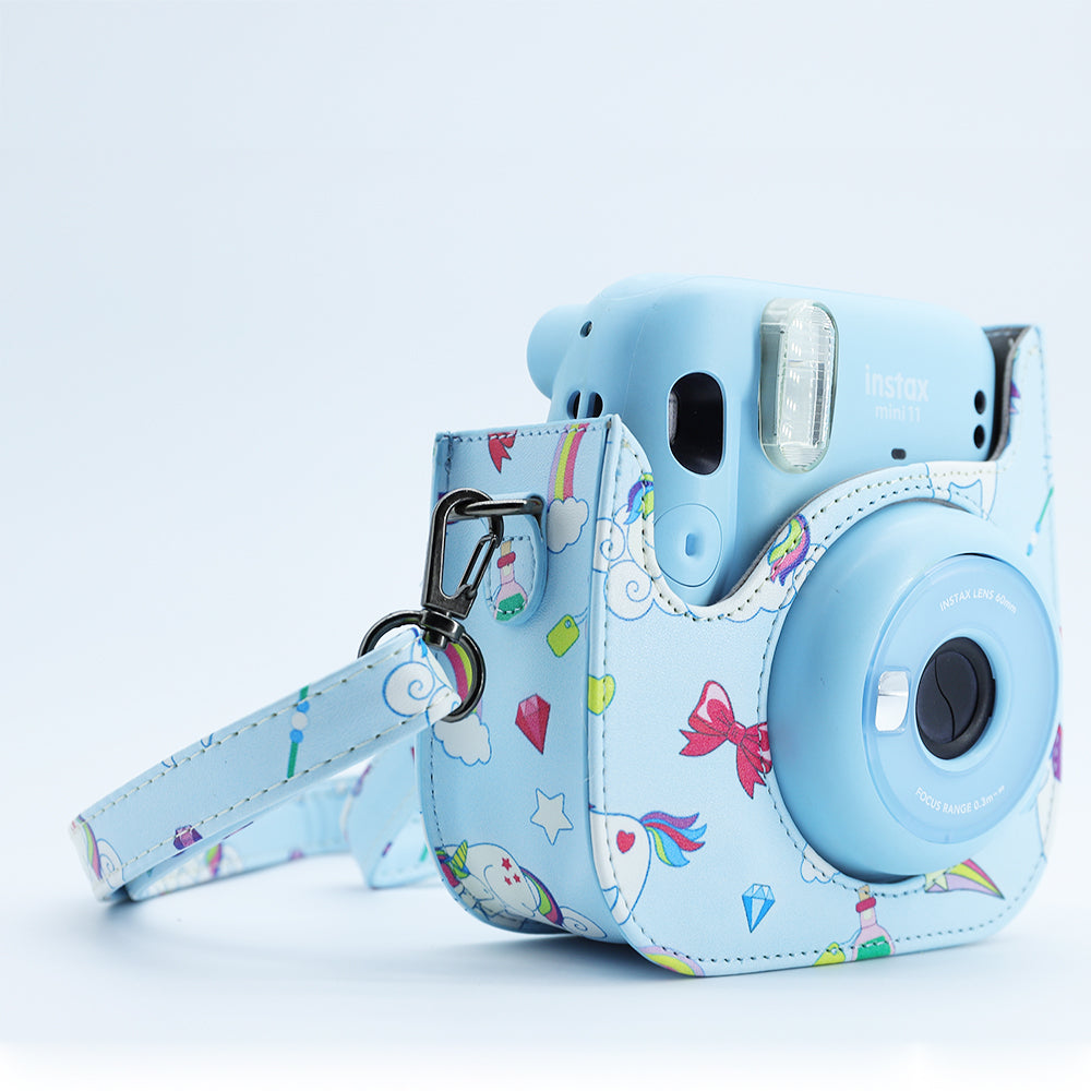 Case for Fujifilm Instax Mini 11 Case PU Leather Instant Camera Cover with Adjustable Strap- Unicorn Design