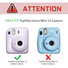 Transparent Hard Camera Case for Fujifilm Instax Mini 12 Instant Camera Cover with Adjustable Strap  - White/Clear