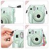 Transparent Hard Camera Case for Fujifilm Instax Mini 12 Instant Camera Cover with Adjustable Strap  - Green