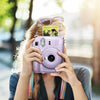 Transparent Hard Camera Case for Fujifilm Instax Mini 12 Instant Camera Cover with Adjustable Strap  - Purple