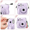 Transparent Hard Camera Case for Fujifilm Instax Mini 12 Instant Camera Cover with Adjustable Strap  - Purple