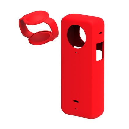 Silicone Case for Insta360 One X3 |Soft Carrying Case with Guards Lens Cover Cap - Red