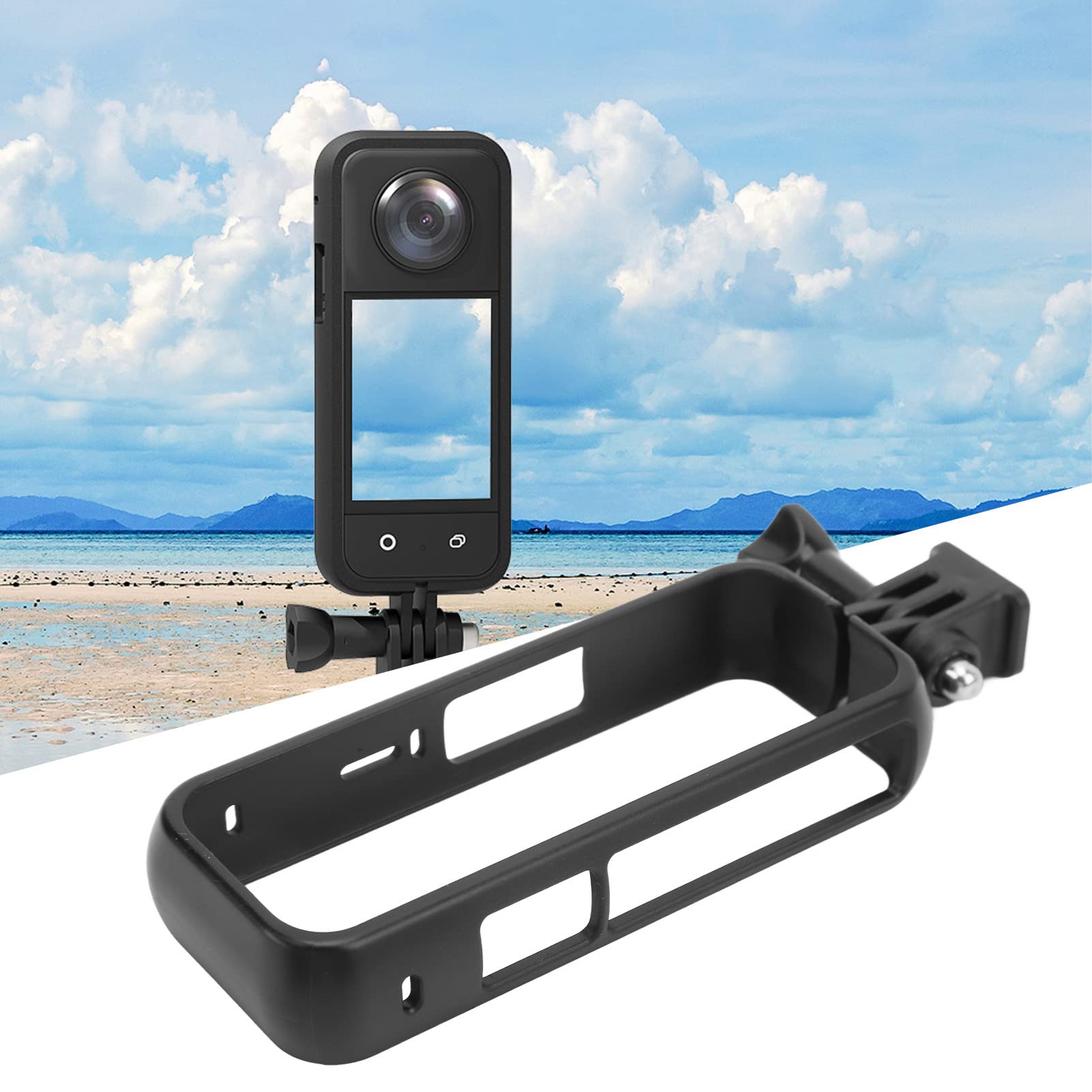 Protective Frame Compatible with Insta360 One X3 | Two Cold Shoe Mounting Ports Bracket Accessories - Black