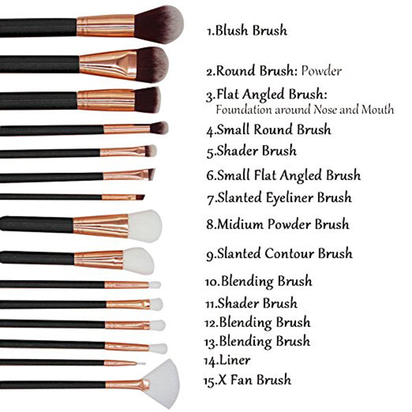 Professional Make-Up Brush Set Black/Gold