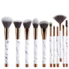 11-Piece Marble Makeup Brush Set with Synthetic Hair Multicolour