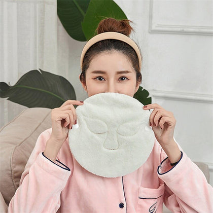 Pack of 1 - Reusable Face Towel Masks Cold Hot Anti-Aging Facial Steamer Towel Mask Moisturizing Rejuvenation Beauty Skin Care Spa Towels