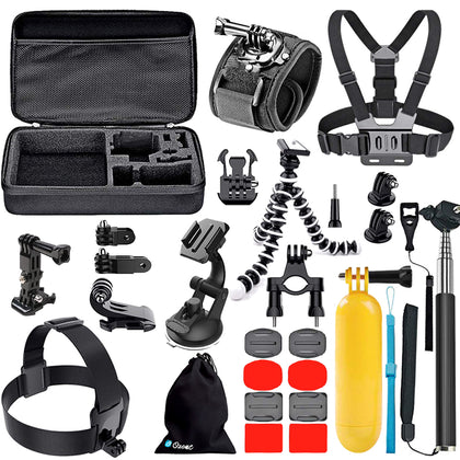 25-Piece Action Camera Accessory Bundles Black/Yellow/Red