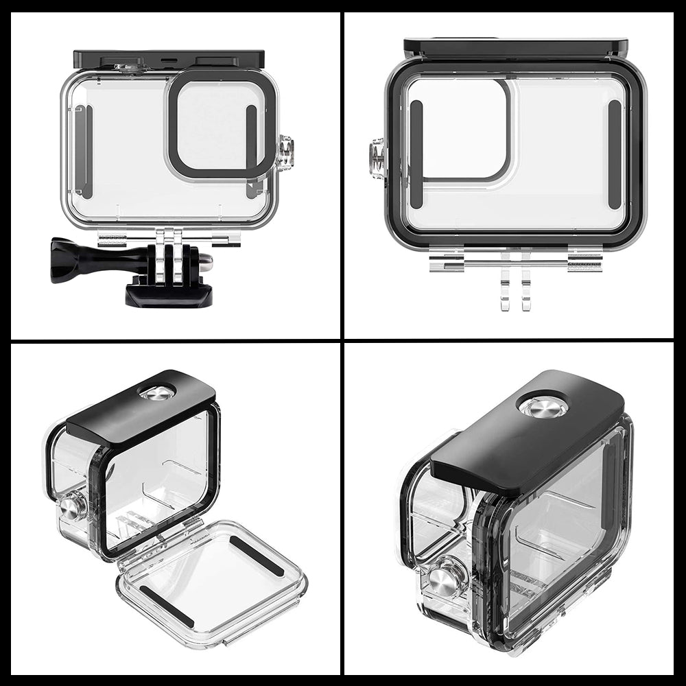 Waterproof Housing Compatible For GoPro Hero 10,Hero 9 Transparent Case With Bracket Accessories 60M Protective Shell Cover Black