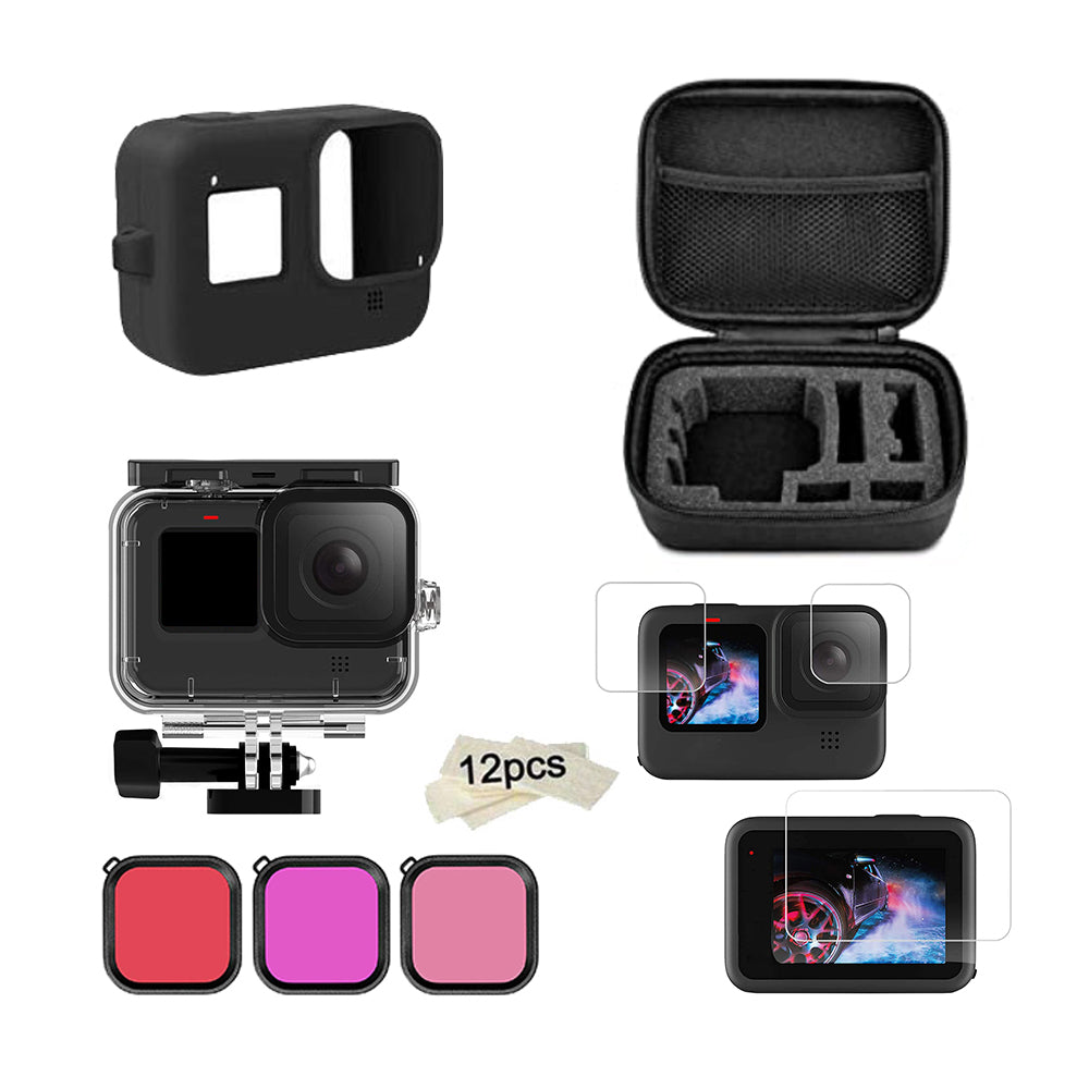 21-In-1 Kit Compatible For GoPro Hero 10,Hero 9 Action Camera Accessories With Carry Case Black