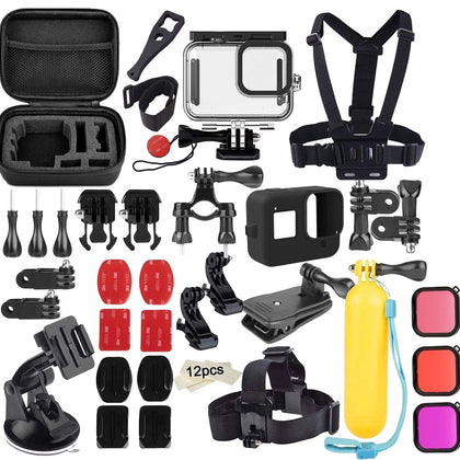 50-In-1 Accessories Compatible For GoPro Hero 10,Hero 9 Travel kit With Carry Case Black