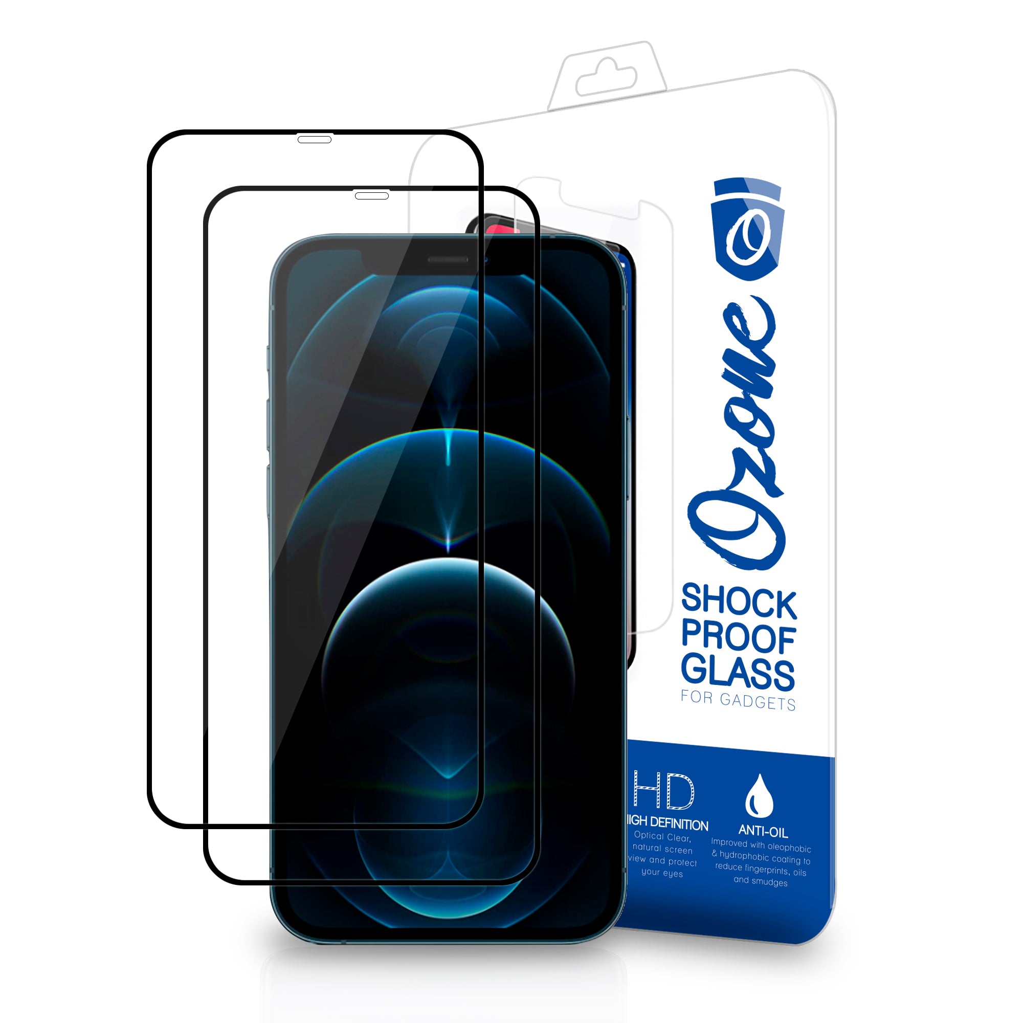 Apple iPhone 12 / iPhone 12 Pro Screen Protector | Tempered Glass Protector | Black |Pack of 2