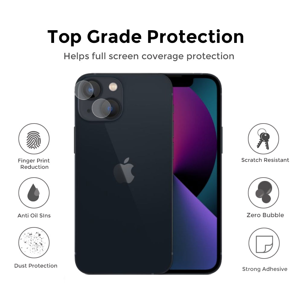 Apple iPhone 13 / Apple iPhone 13 Mini Tempered Glass Lens Protector [Pack of 2]| Invisible Defender Camera Lens Protector  |