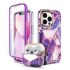 Apple iPhone 13 Pro Case+ Air Pods 3rd Generation Case | Marble Shockproof Bumper Stylish Slim Phone Cases |  Purple