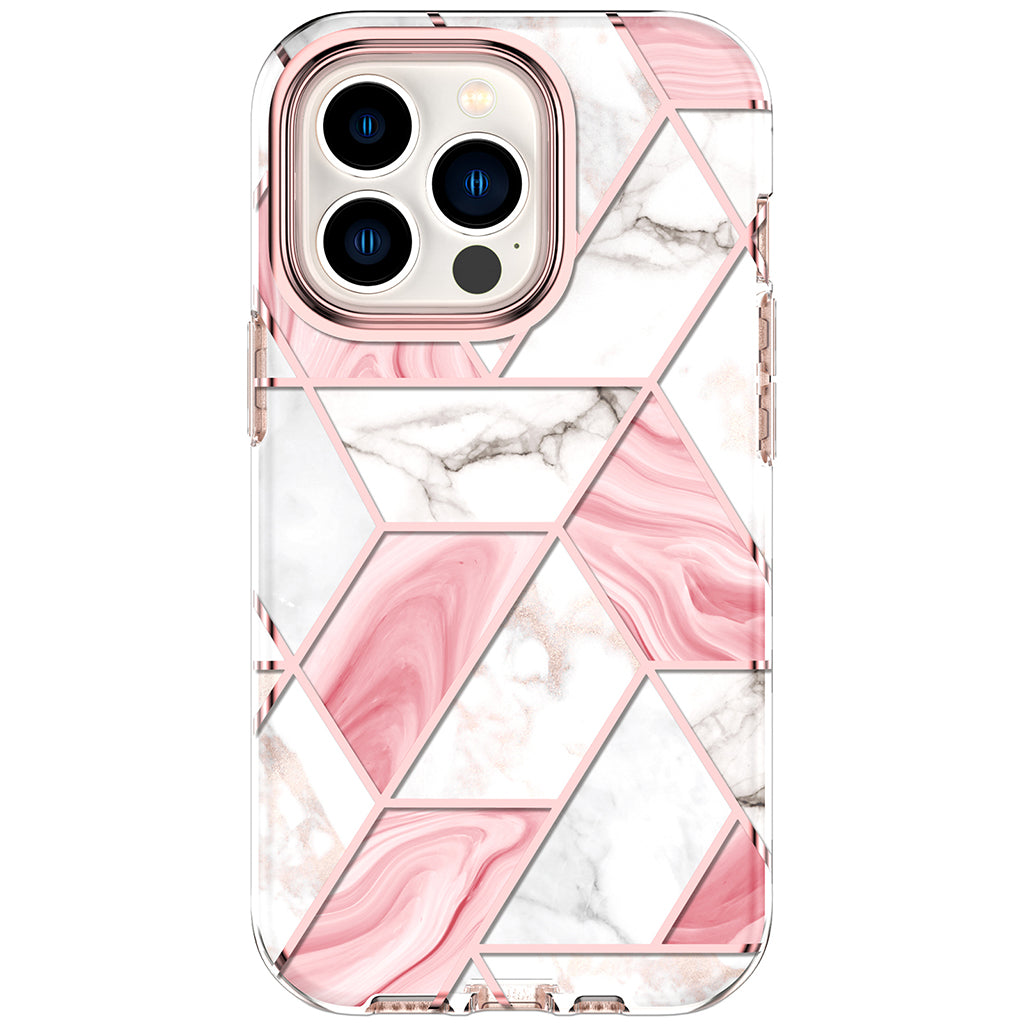 Apple iPhone 13 Pro Max Case | Marble Shockproof Bumper Stylish Slim Phone Cases | Pink Marble