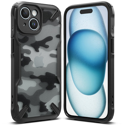 iPhone 15 Plus Case Cover| Fusion-X Series | Camo Black