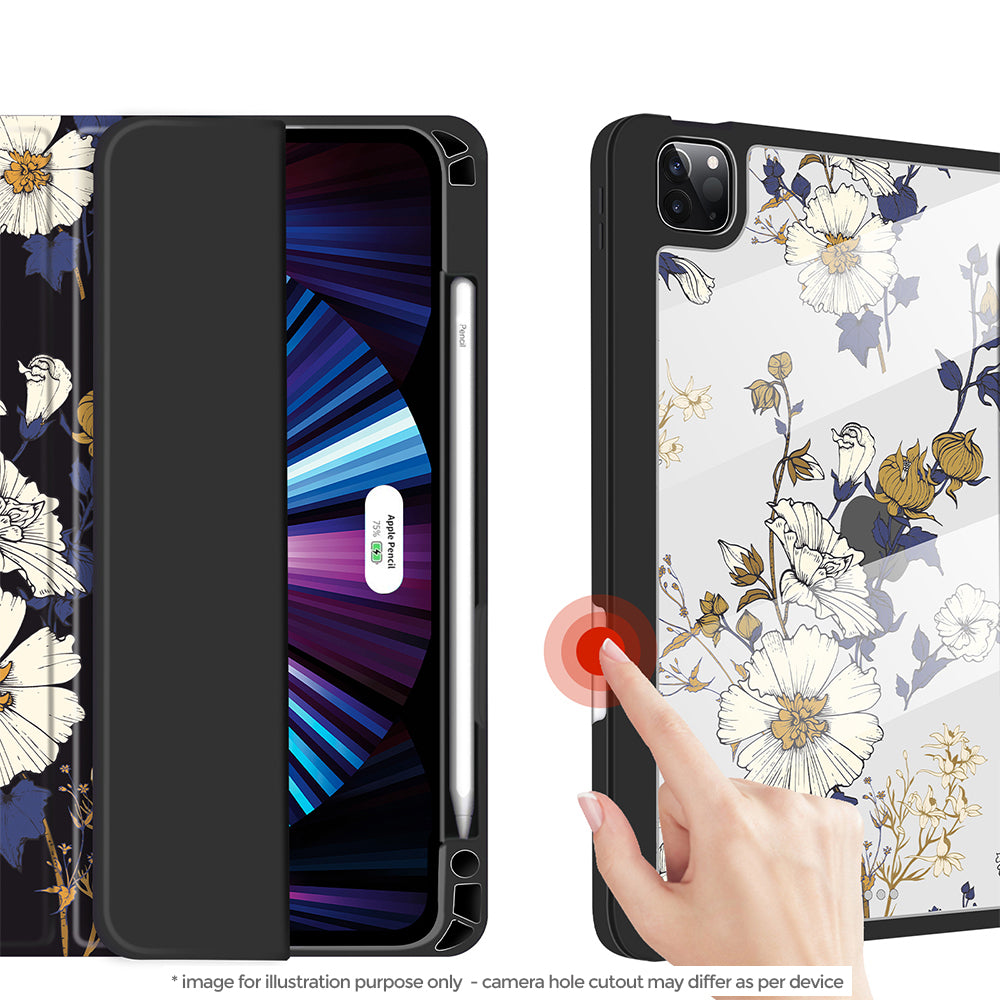 iPad 10.2 / Air 3 10.5 2019 Case| Soft TPU Floral Protective Shockproof Tablet Case Cover |Black