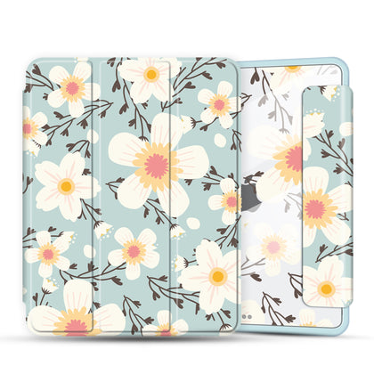 iPad 10.2 / Air 3 10.5 2019 Case| Soft TPU Floral Protective Shockproof Tablet Case Cover |Cyan