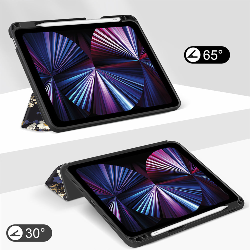 iPad Air 5/4 10.9 Inch/ iPad Pro 11 Inch Case| Soft TPU Floral Protective Shockproof Cover Tablet Case Cover |Black