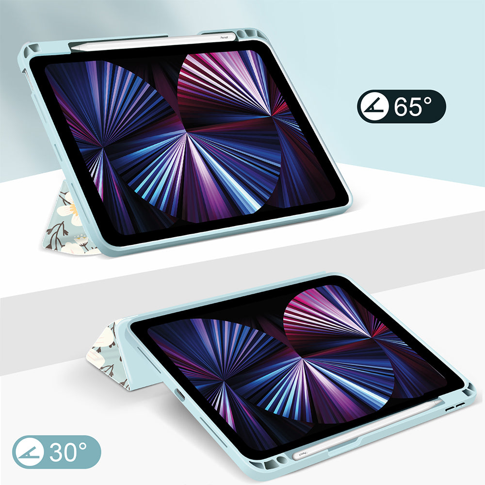 iPad Air 5/4 10.9 Inch/ iPad Pro 11 Inch Case| Soft TPU Floral Protective Shockproof Cover Tablet Case Cover |Cyan