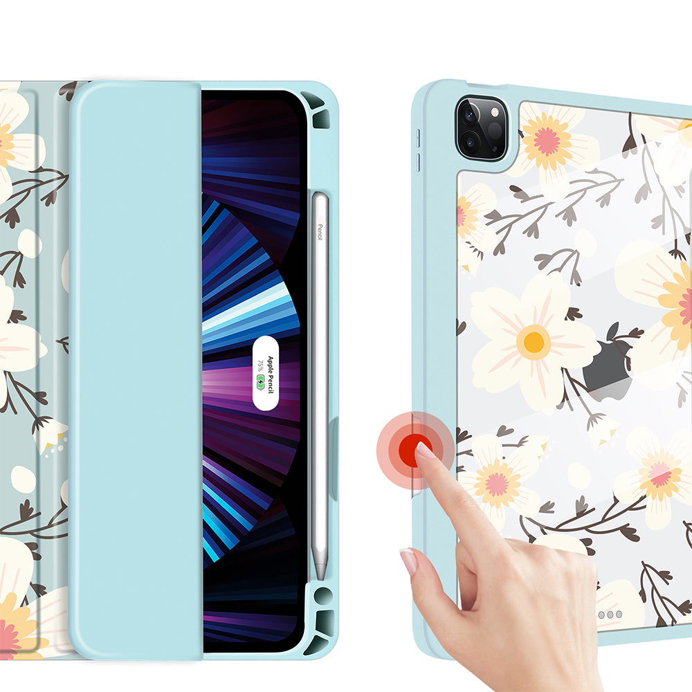 iPad Air 5/4 10.9 Inch/ iPad Pro 11 Inch Case| Soft TPU Floral Protective Shockproof Cover Tablet Case Cover |Cyan
