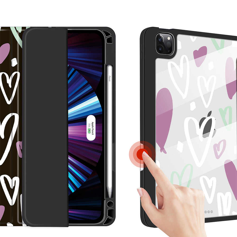 iPad Air 5/4 10.9 Inch/ iPad Pro 11 Inch Case| Soft TPU Floral Protective Shockproof Cover Tablet Case Cover |Black Hearts
