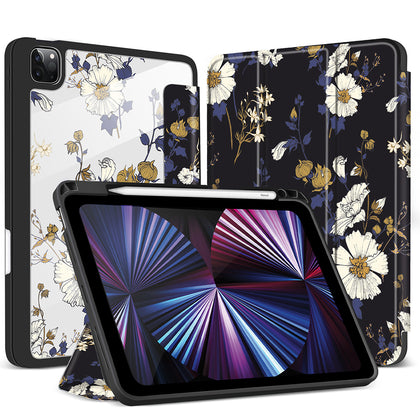 iPad Pro 12.9 2021/2020/2018 Case| Soft TPU Floral Protective Shockproof Cover Tablet Case Cover |Black
