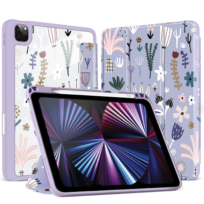 iPad Pro 12.9 2021/2020/2018 Case | Soft TPU Floral Protective Shockproof Cover Tablet Case Cover |Soft Blue