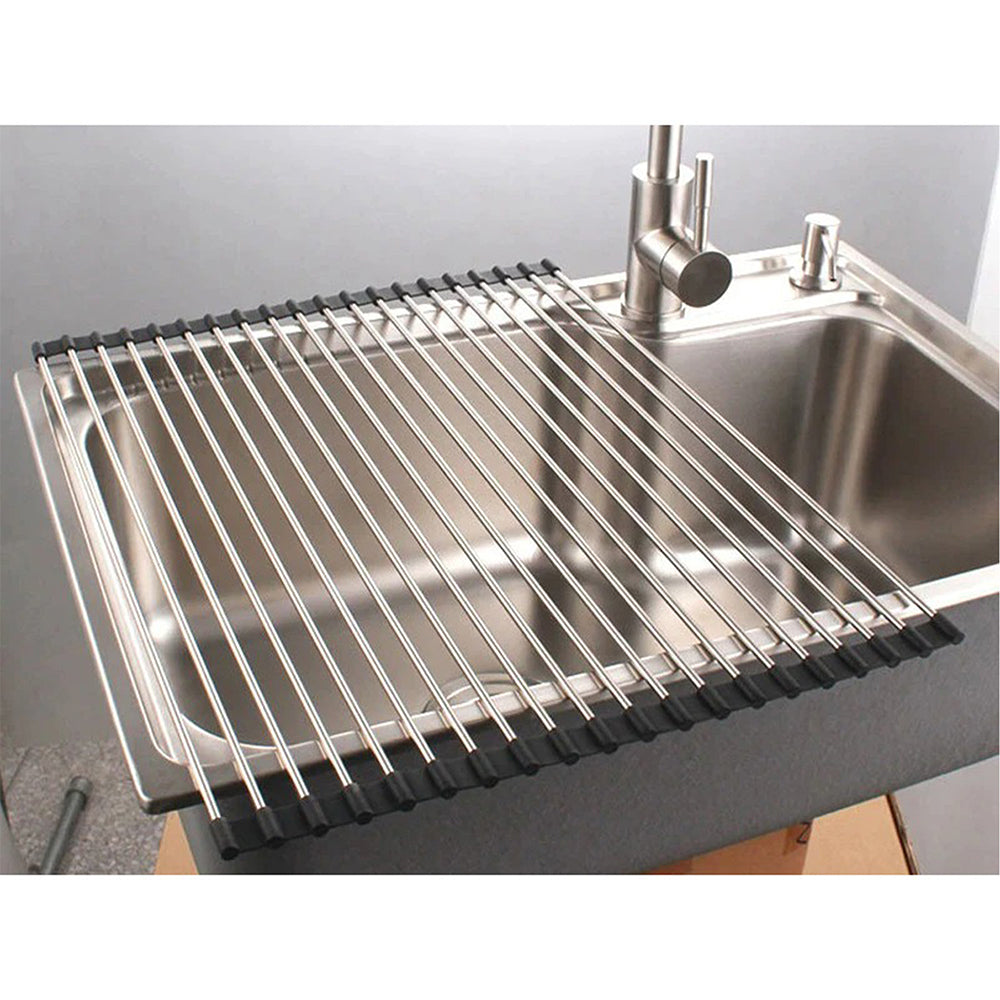 O Ozone Kitchen Sink Drainer Rack Foldable Over the Sink Vegetable Dish Drainer [ 18 Tubes Foldable Drying Rack ] - Large