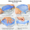 6 in 1 Reusable Strong Sealing Silicone Lid Cover for Kitchen Utensils, Plastic Containers, Glass Jars and Cut Vegetables and Fruits - Clear
