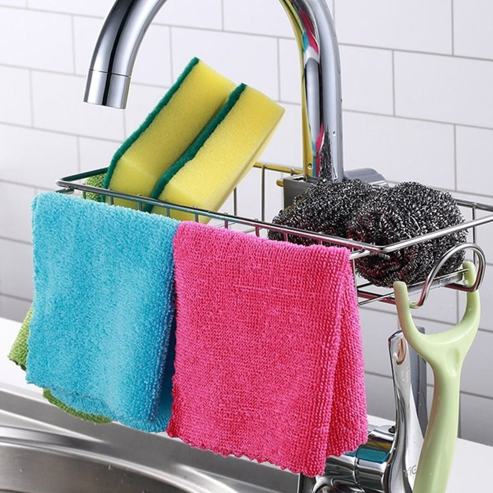 Hanging Organizer for Sponge, Dish Brush, Cleaning Scrubber, Microfiber Towels and Dish Wand [ Sink Kitchen Organizer ] - Small