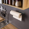 Kitchen Tissue Holder [ Towel Rack, Spoon Spatula Holder ] Adhesive Roll Tissue Dispenser Storage Rack - Black
