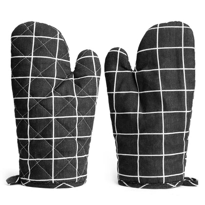 Cotton Oven Mitts ,Pot Holders Heat Resistant Cooking Gloves |  Black