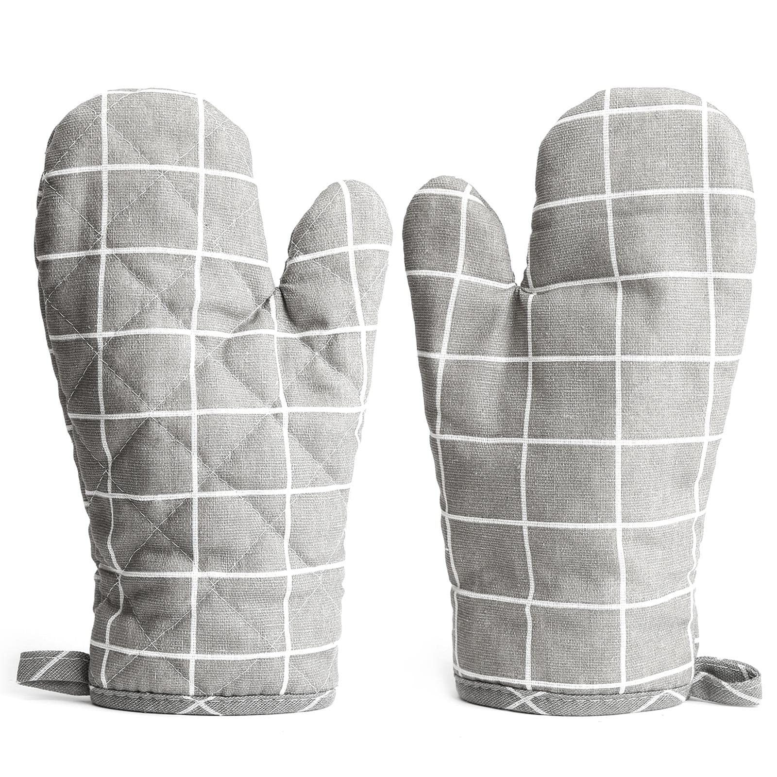 Cotton Oven Mitts ,Pot Holders Heat Resistant Cooking Gloves |  Grey