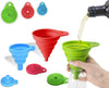 Silicone Collapsible Funnel Set Of 3 | Flexible Foldable & Portable Kitchen Gadget for Filling Bottle |Large, Medium and Small|– Green, Red, Blue