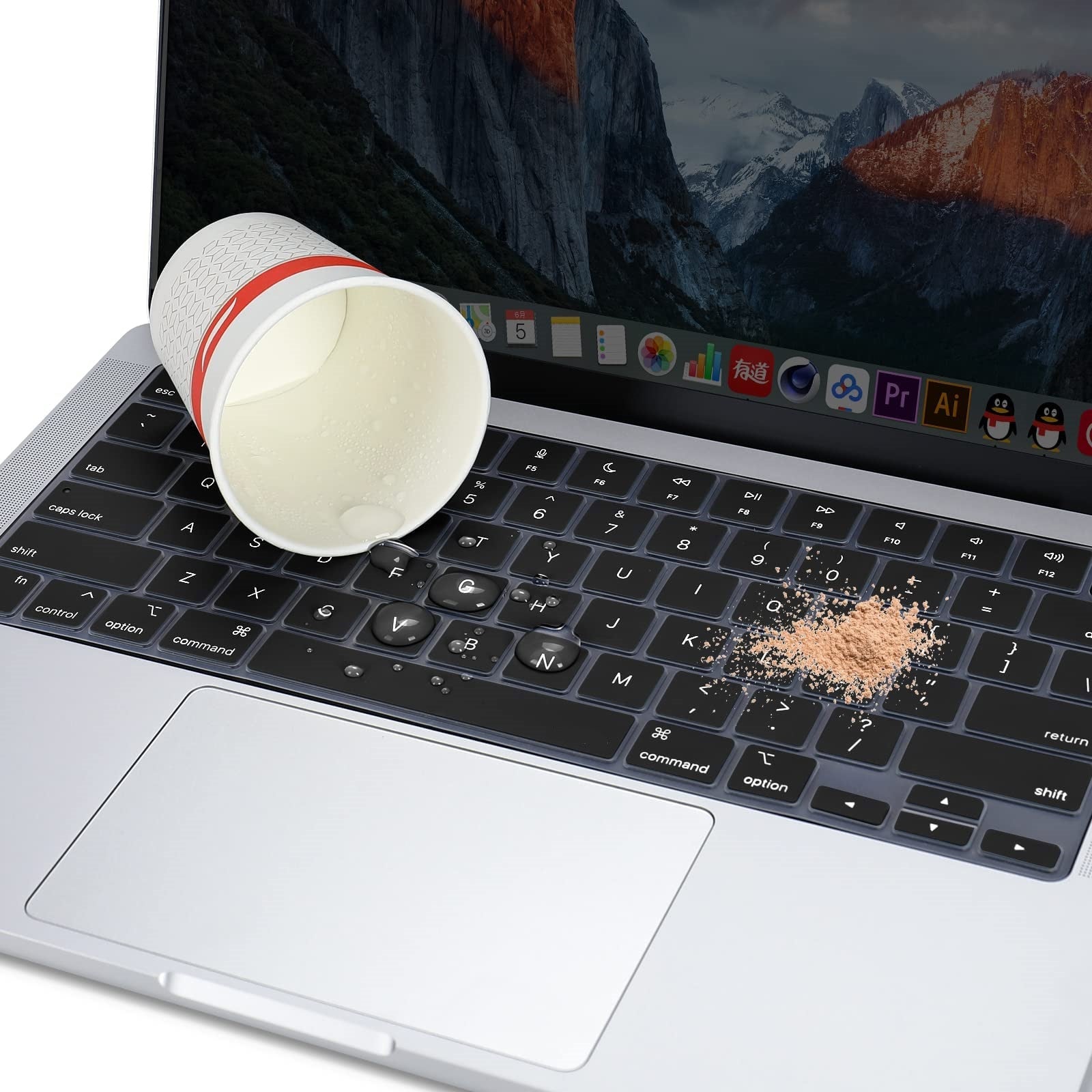 Macbook Keyboard Cover Skin for MacBook Pro 14 Inch 16 inch Keyboard skin 2021 | A2442 A2485 US English Layout Black