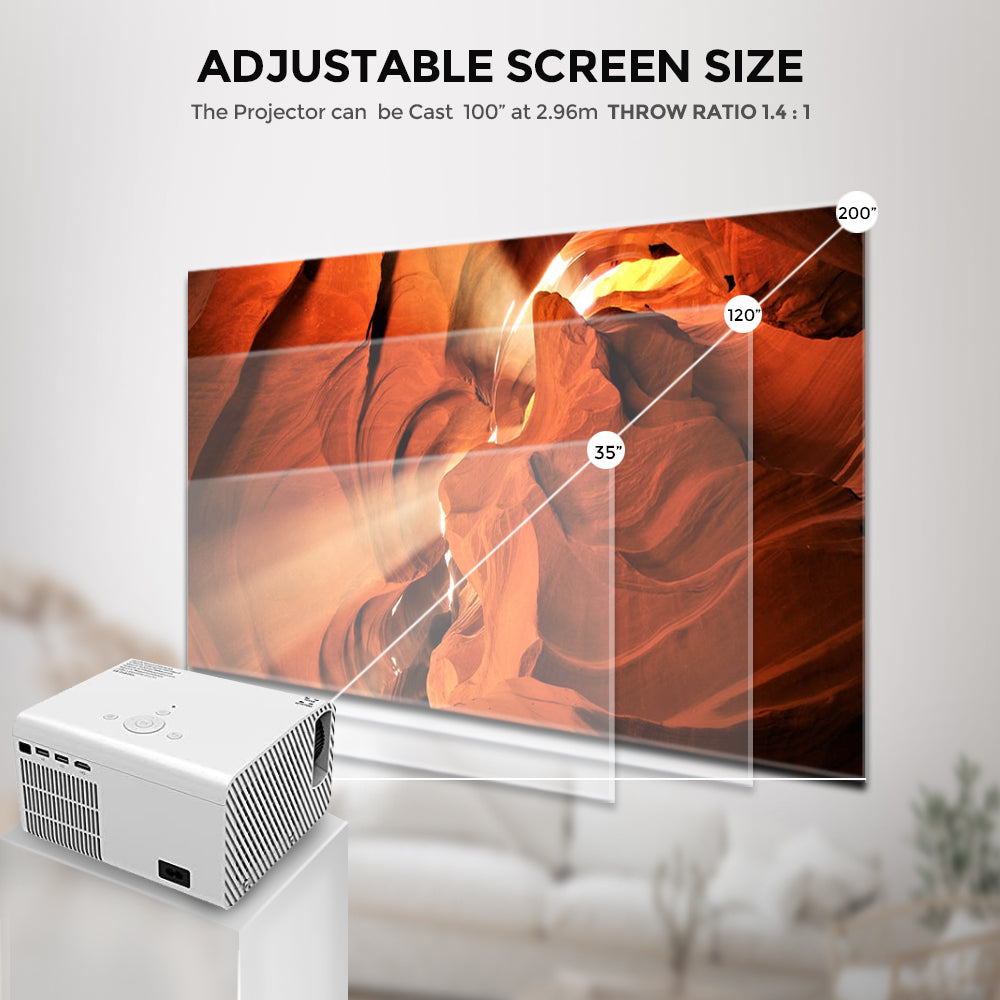 Android Projector Full HD |4500 Lumens/Screen Size upto 200 inch| Native Res 1080P| Bluetooth Wifi Projector|Included 120inch Projector Screen