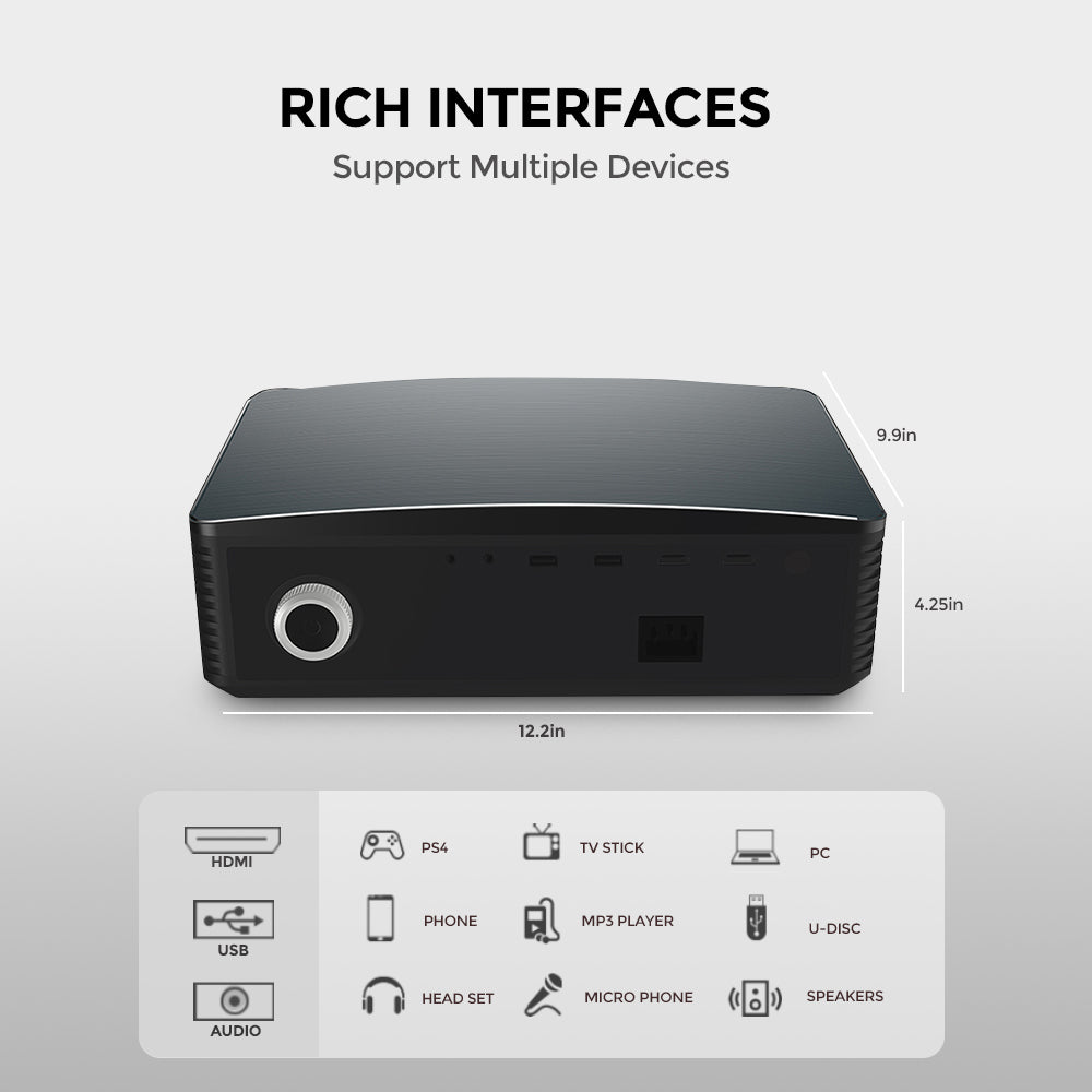 Android Projector 1080P |550 ANSI/Screen Size to 250inch|Bluetooth Wifi Projector