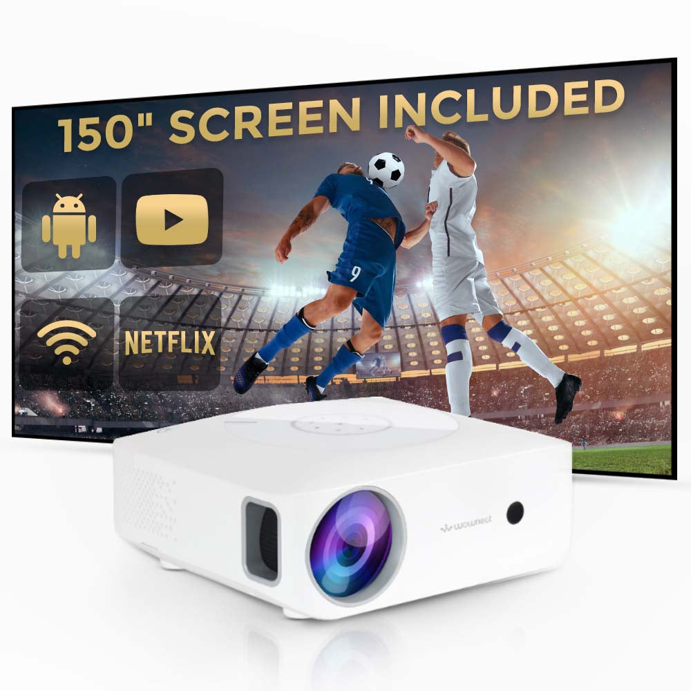 Android LED Projector |7000 Lumens/Screen Size Upto 300''|Native Res 1080P Full HD |Bluetooth Wifi 4K Projector|Included 150 inch Projector Screen