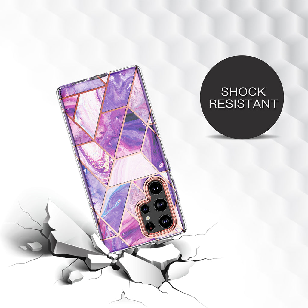 Samsung Galaxy S22 Ultra 5G Max| Marble Shockproof Bumper Stylish Slim Phone Cases |Purple Marble