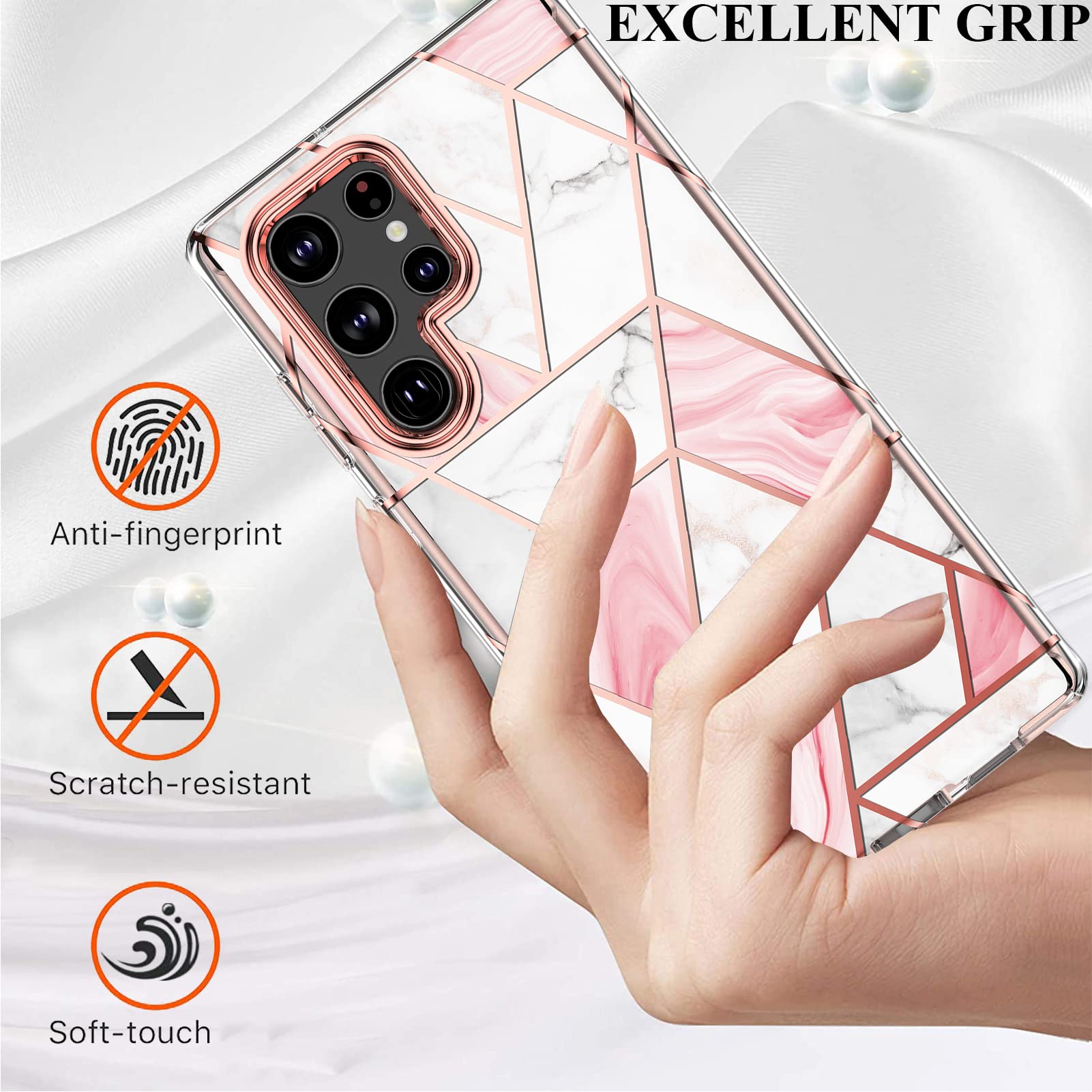 Marble Bundle for Samsung Galaxy S22 5G Ultra Case + Galaxy Buds Case |Pink