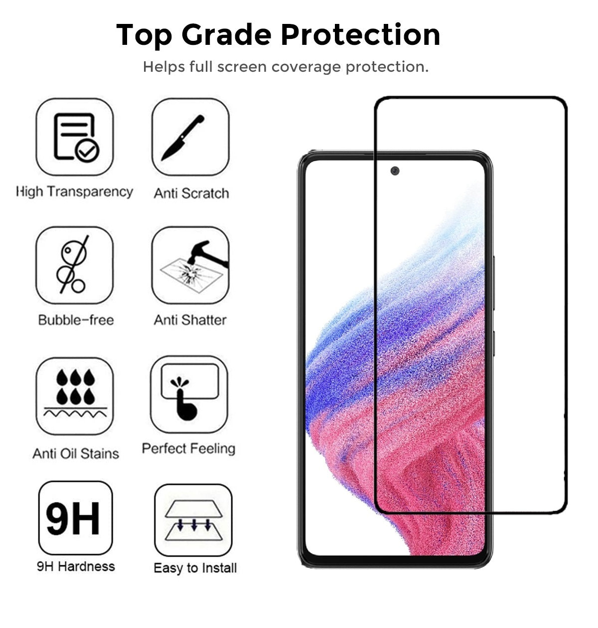 Samsung Galaxy A53 5G Screen Protector | Tempered Glass | 2 Pack - Black