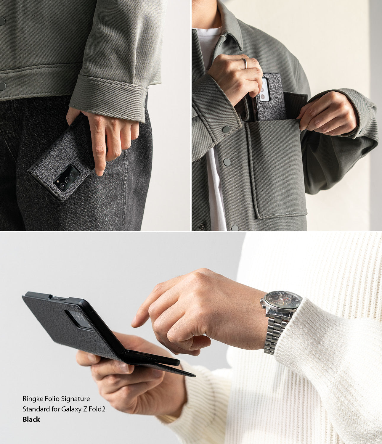 Samsung Z Fold 2 Ringke Folio Signature Case Clear