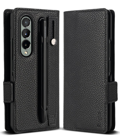 Samsung Galaxy Z Fold 4 Case Cover | Folio Signature EZ Strap Plus Series | Black