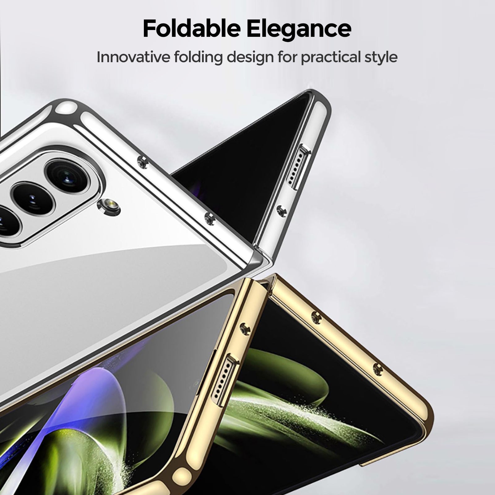 Samsung Galaxy Z Fold 5 Case Cover | Slim Hard Electroplated Edge Cover  | Blue