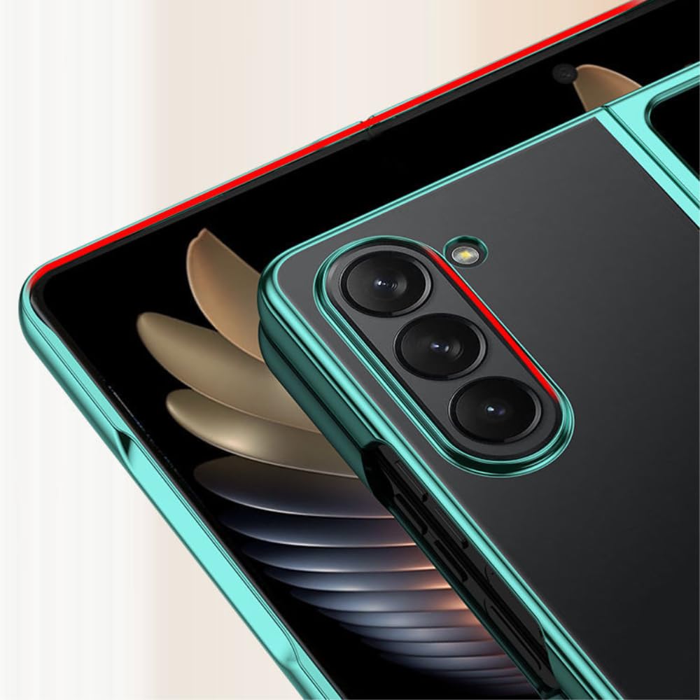 Samsung Galaxy Z Fold 5 Case Cover | Slim Hard Electroplated Edge Cover  | Blue