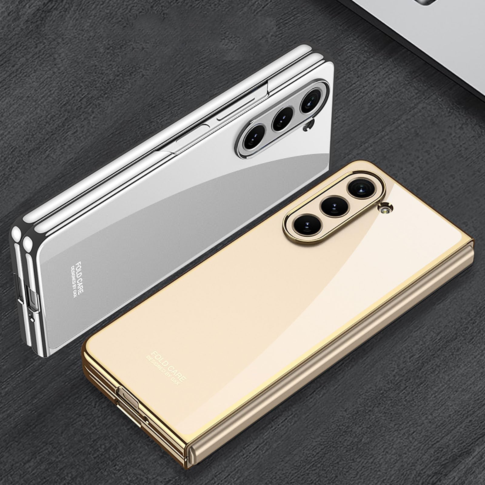 Samsung Galaxy Z Fold 5 Case Cover | Slim Hard Electroplated Edge Cover  | Gold