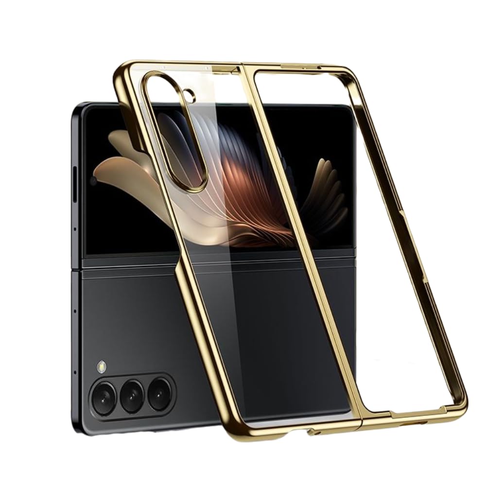 Samsung Galaxy Z Fold 5 Case Cover | Slim Hard Electroplated Edge Cover  | Gold