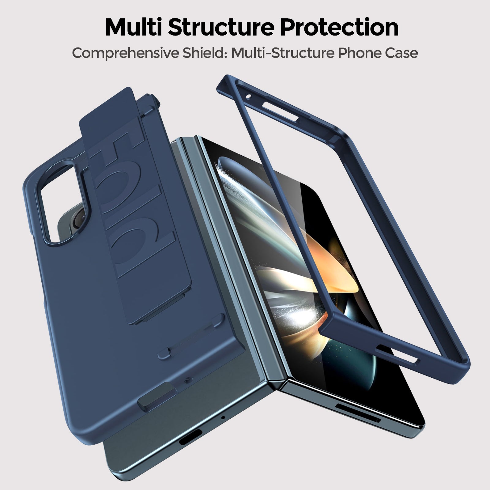 Samsung Galaxy Z Fold 5 Case Cover | Slim PC Cover With Elastic Hand Strap | Clear